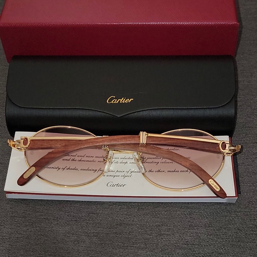 Cartier Gold Frame Sunglasses with Pink Gradient Lenses